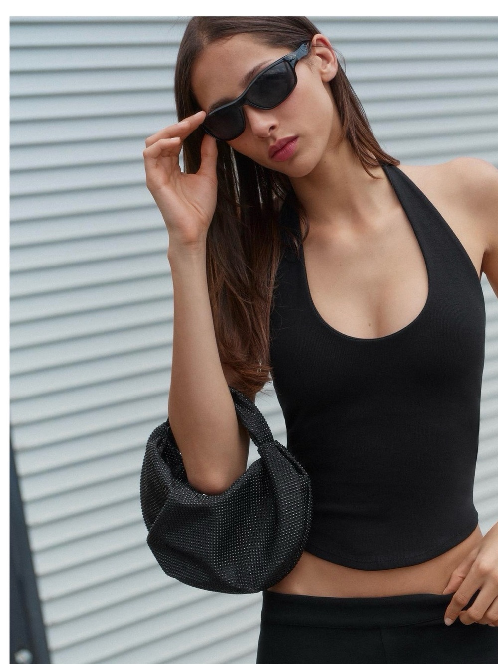 Zara Black Halter Bandeau Crop Top
